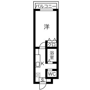 1K Mansion in Gammichicho - Nagoya-shi Mizuho-ku Floorplan