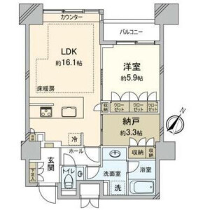 1LDK {building type} in Ariake - Koto-ku Floorplan