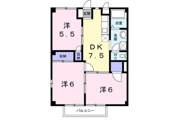 3DK Apartment to Rent in Setagaya-ku Floorplan