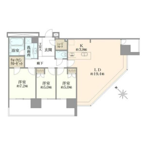 3LDK Mansion in Minatomirai - Yokohama-shi Nishi-ku Floorplan