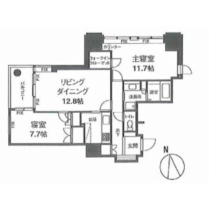 2LDK Mansion in Roppongi - Minato-ku Floorplan