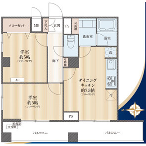 2DK {building type} in Hatchobori - Chuo-ku Floorplan