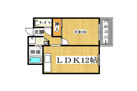 1LDK Apartment to Rent in Osaka-shi Higashiyodogawa-ku Floorplan