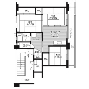 3DK Mansion in Ominecho higashibun - Mine-shi Floorplan