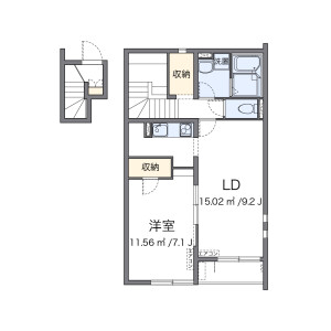 1LDK Apartment in Akegawahigashi - Yao-shi Floorplan