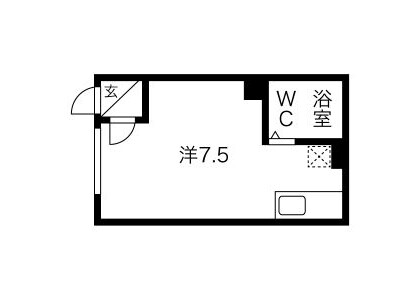 1R Apartment to Rent in Sapporo-shi Kita-ku Floorplan