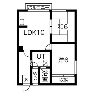 2LDK Apartment in Hondori(kita) - Sapporo-shi Shiroishi-ku Floorplan