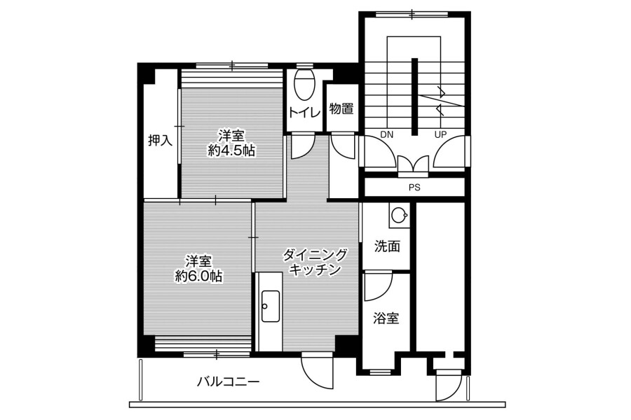 2DK Apartment to Rent in Kurayoshi-shi Floorplan