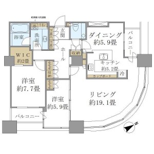 2LDK Mansion in Higashishinbashi - Minato-ku Floorplan