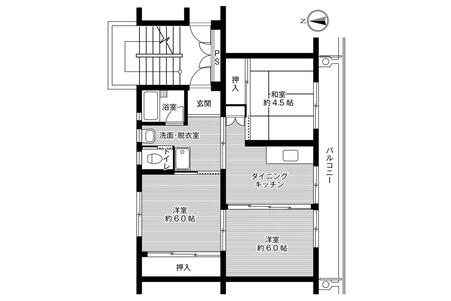 3DK Apartment to Rent in Uozu-shi Floorplan