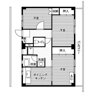 3DK Mansion in Taikoyama - Imizu-shi Floorplan