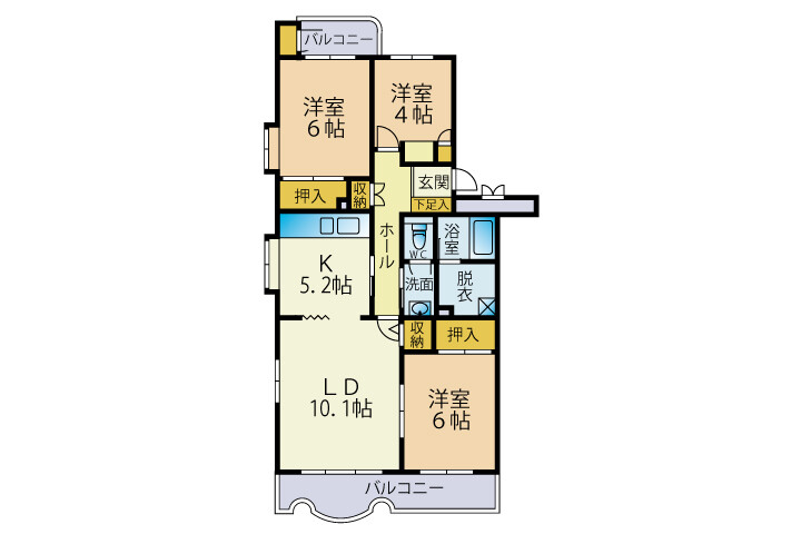 3LDK Apartment to Rent in Yokosuka-shi Floorplan