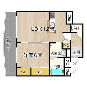 1LDK Mansion in Kamishinjo - Osaka-shi Higashiyodogawa-ku Floorplan