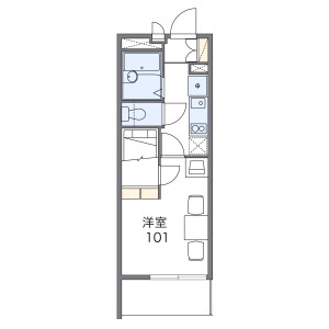 1K Apartment in Ushihama - Fussa-shi Floorplan