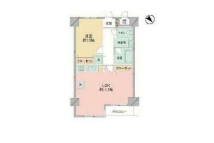 1LDK Apartment to Buy in Yokohama-shi Kanagawa-ku Floorplan
