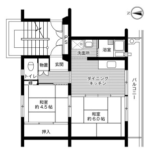 2DK Mansion in Uekimachi iwano - Kumamoto-shi Kita-ku Floorplan