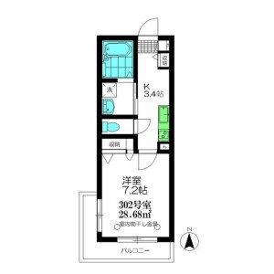 1K Mansion in Nishiminemachi - Ota-ku Floorplan