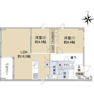 2LDK {building type} in Nishiazabu - Minato-ku Floorplan