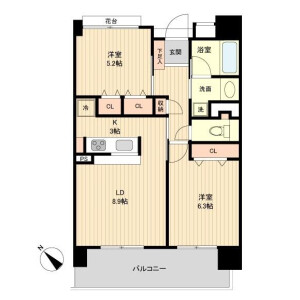2LDK Mansion in Haramachida - Machida-shi Floorplan