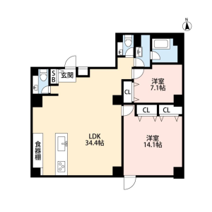 2LDK Mansion in Jingumae - Shibuya-ku Floorplan