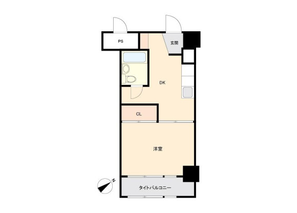 1DK Apartment to Buy in Chuo-ku Floorplan