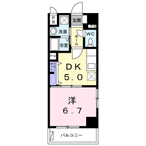 1DK Mansion in Tsuji - Naha-shi Floorplan