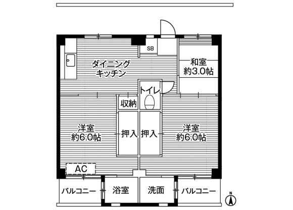 3DK Apartment to Rent in Yokosuka-shi Floorplan