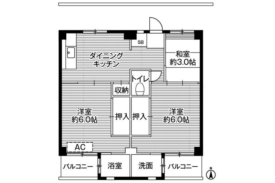 2LDK Apartment to Rent in Koriyama-shi Floorplan