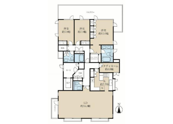 3SLDK Apartment to Rent in Shinagawa-ku Floorplan