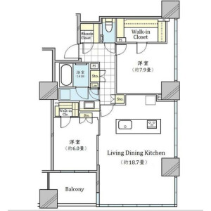 2LDK {building type} in Kaigan(1.2-chome) - Minato-ku Floorplan