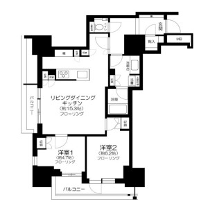 2LDK Mansion in Nihombashihoncho - Chuo-ku Floorplan
