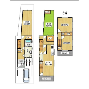4LDK House in Hommachi - Yao-shi Floorplan