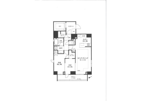 2LDK Apartment to Buy in Minato-ku Floorplan