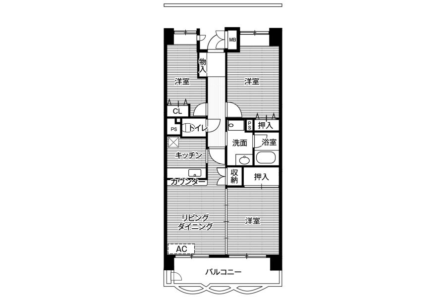 3LDK Apartment to Rent in Higashimatsuyama-shi Floorplan