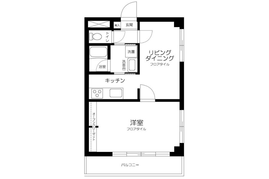 1LDKマンション - 新宿区賃貸 間取り