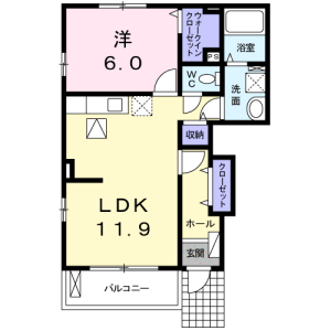 1LDK Apartment in Shimonoge - Kawasaki-shi Takatsu-ku Floorplan