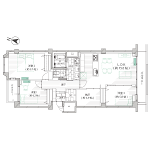 3SLDK Mansion in Akasaka - Minato-ku Floorplan