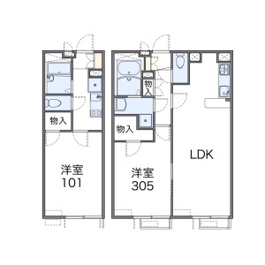 大田区矢口-1K公寓 楼层布局