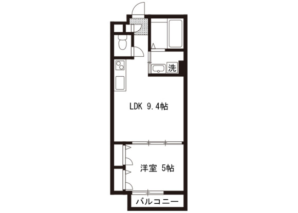 1LDK Apartment to Rent in Tsukuba-shi Floorplan