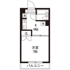 1K Mansion in Asahicho - Atsugi-shi Floorplan