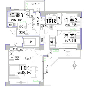 3LDK {building type} in Minamiaoyama - Minato-ku Floorplan
