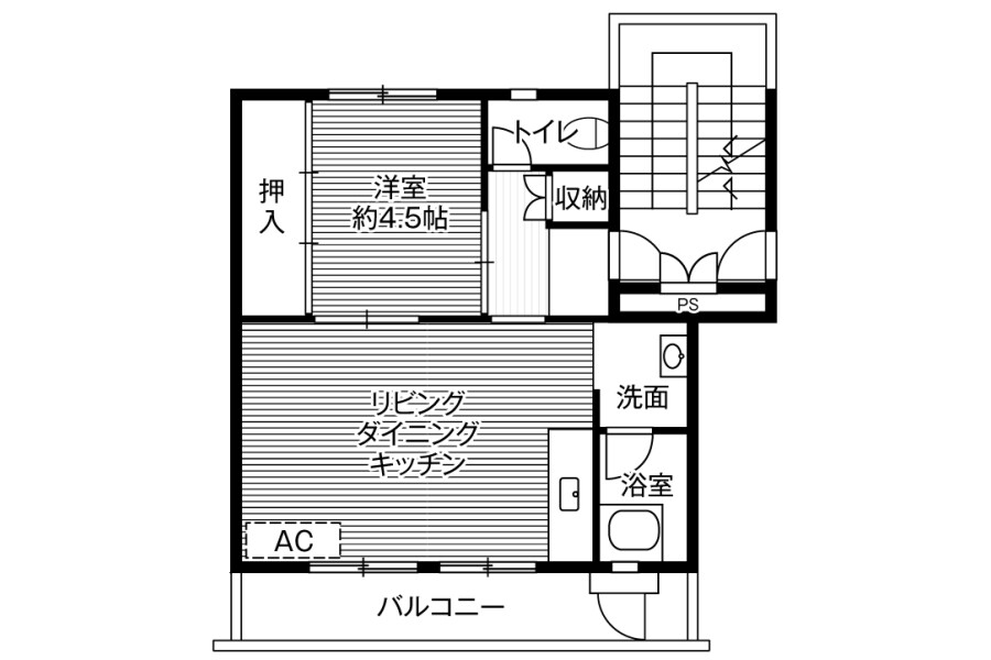1LDK Apartment to Rent in Nasukarasuyama-shi Floorplan