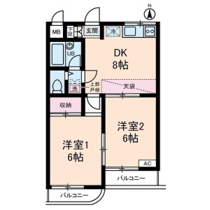 世田谷区用賀-2DK公寓大厦 楼层布局