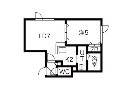 1LDK Apartment to Rent in Sapporo-shi Shiroishi-ku Floorplan