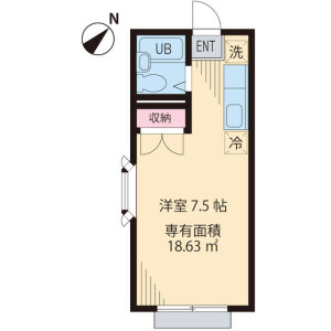1R Apartment in Tsunashimadai - Yokohama-shi Kohoku-ku Floorplan