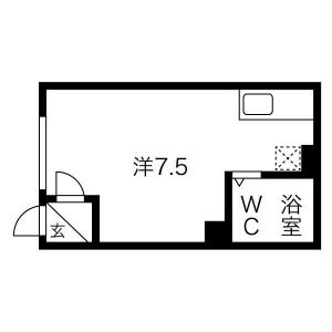 1R Apartment in Ainosato 4-jo - Sapporo-shi Kita-ku Floorplan