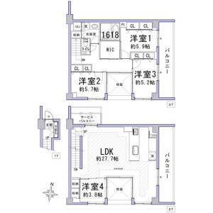 4LDK {building type} in Kitashinagawa(1-4-chome) - Shinagawa-ku Floorplan