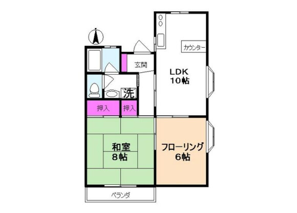 2LDK Apartment to Rent in Kokubunji-shi Floorplan