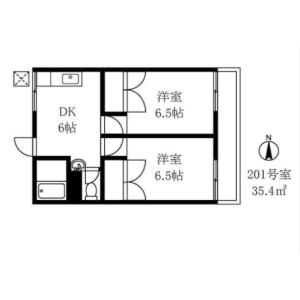 2DK Apartment in Nakameguro - Meguro-ku Floorplan