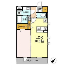 1LDK Apartment in Minamiyukigaya - Ota-ku Floorplan